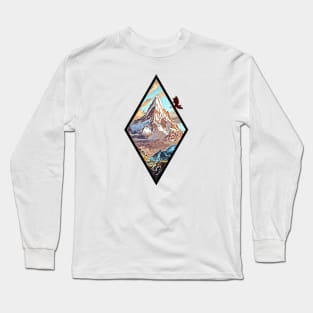 The Lonely Mountain - Dragon - Diamond Frame - White - Fantasy Long Sleeve T-Shirt